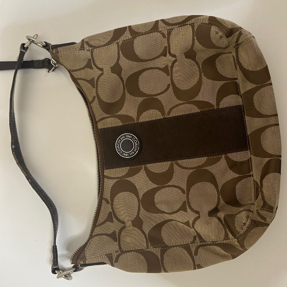 Authentic Vintage Coach shoulder bag signature tan brown